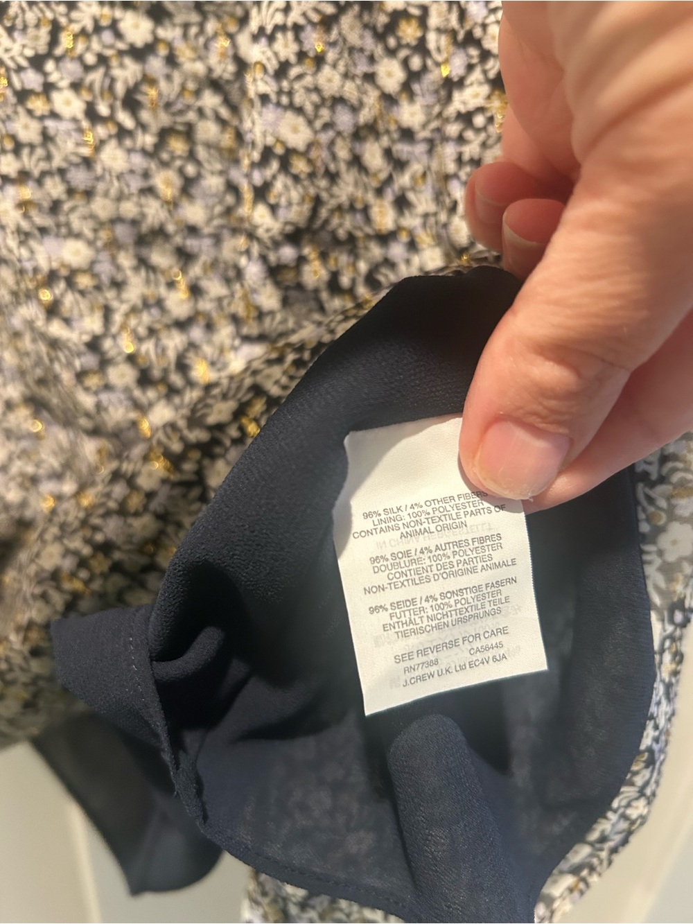 J. Crew Silk Black and White Floral Short-Sleeve Blouse - Picture 4 of 6